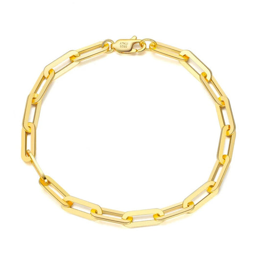 paperclip link chain bracelet sterling silver gold Elegantia