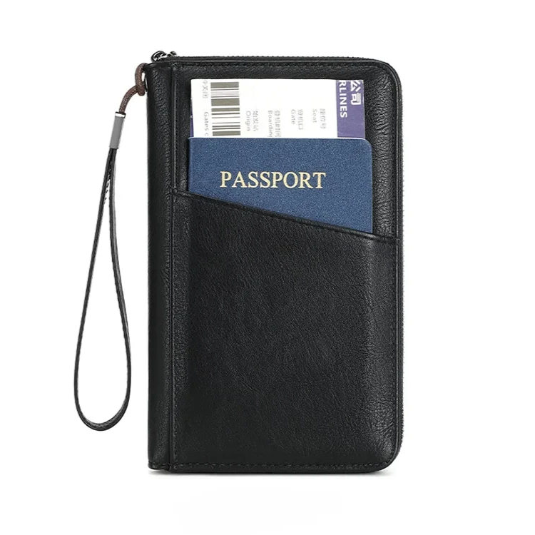 Unisex RFID travel passport black wallet Elegantia