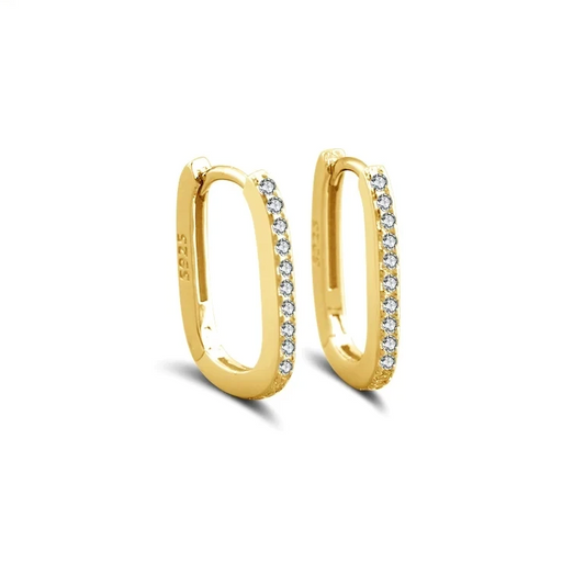 gold plated pave cz hoop earrings womens jewellery