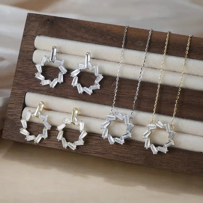 gold-plated or sterling silver necklace 40 + 5 cm adjustable chain and round earring