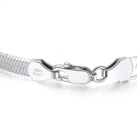 refined sterling silver herringbone chain bracelet close-up