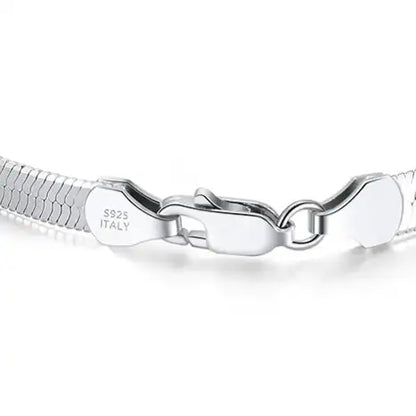 refined sterling silver herringbone chain bracelet close-up