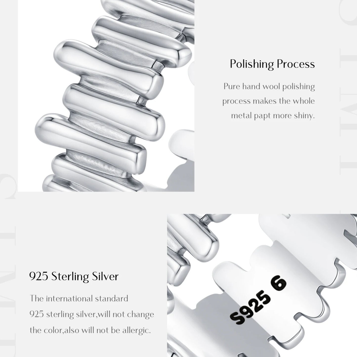 925 stamp detail on sterling silver wide band ring