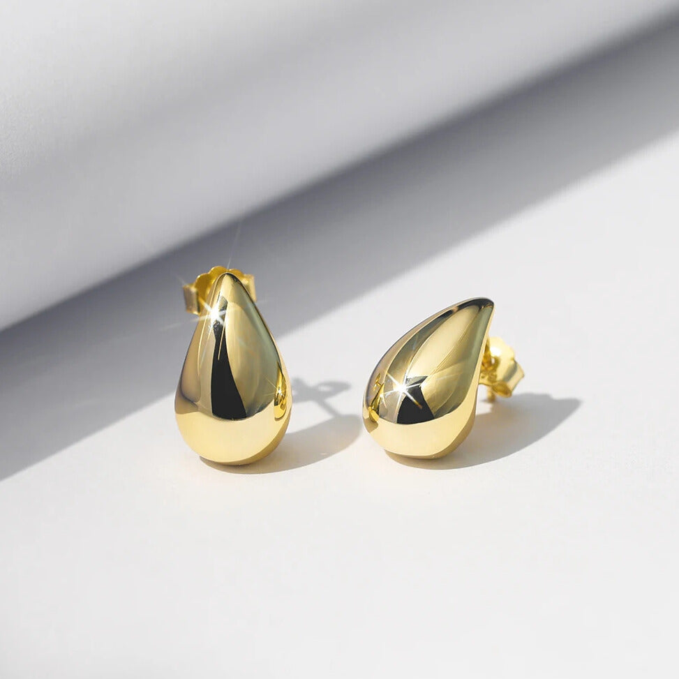 water drop earrings 925 silver in gold finish