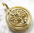 Golden Colourful Tree of Life Pendant in 925 Sterling Silver — symbol of the union between heaven and earth