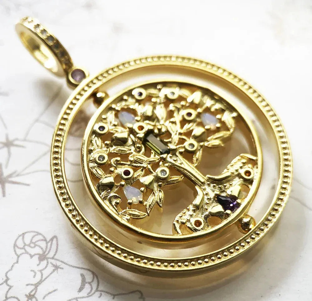gold-tone 925 sterling silver colourful Tree of Life pendant