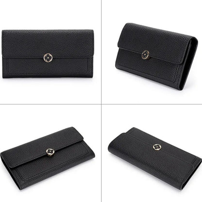 Women’s Genuine Leather Long Wallet – First-Layer Cowhide Clutch Purse