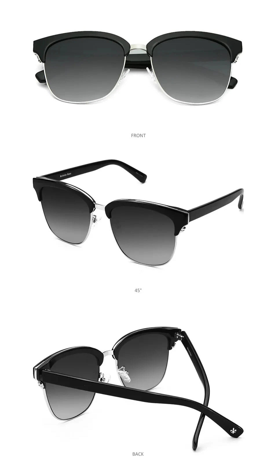 classic women’s black half-frame sunglasses comfortable fit stylish look