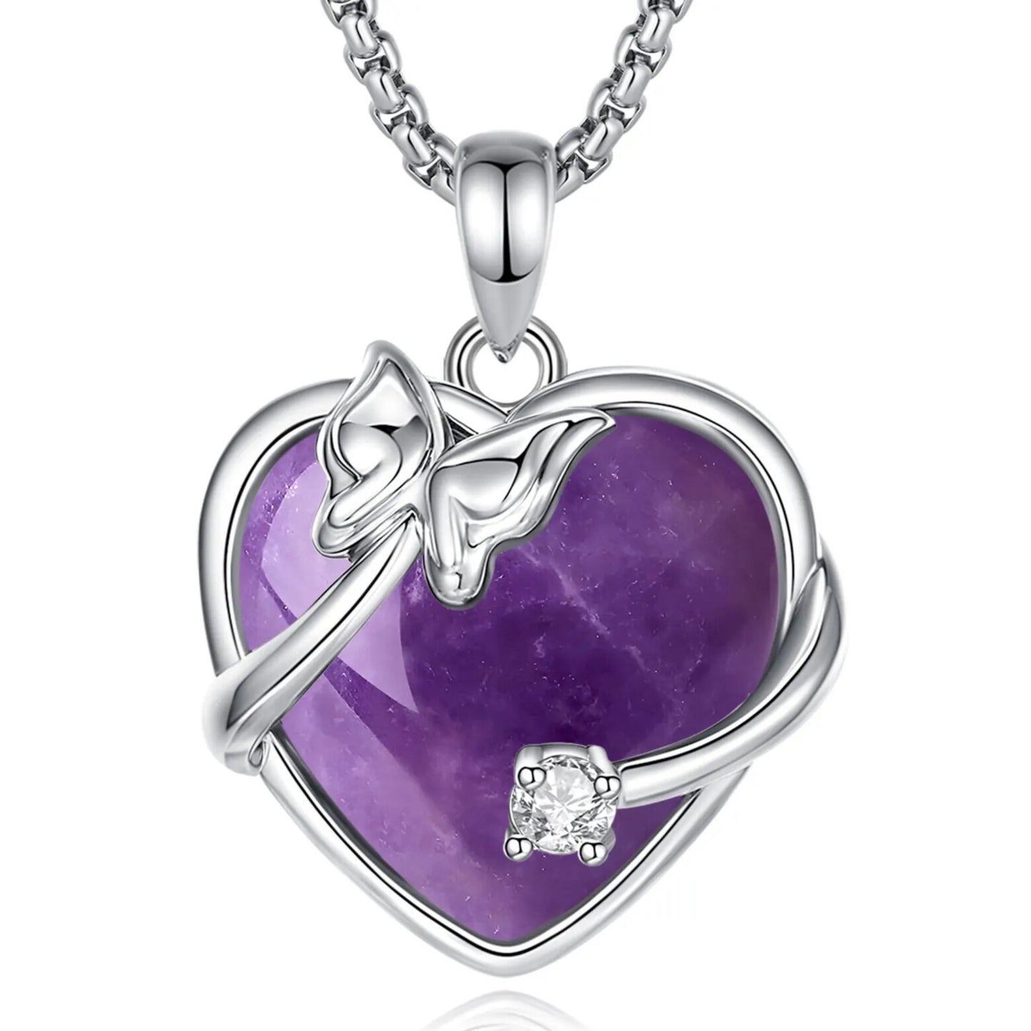 Healing Crystal Necklace with Amethyst Stone for Women