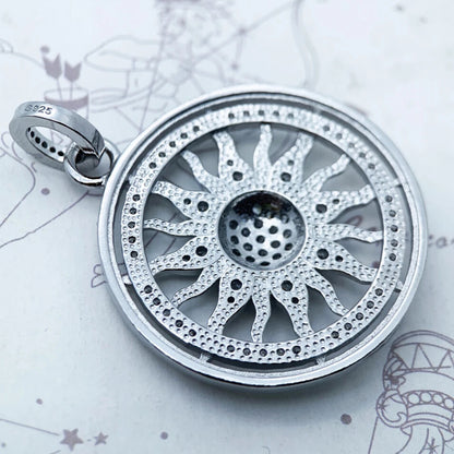 elegant silver pendant with white zircon stone back view