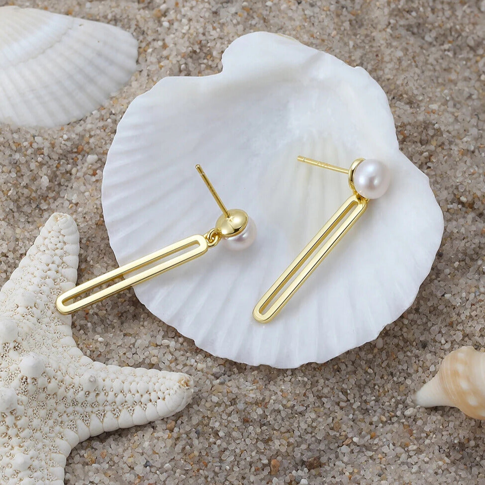 vintage rectangular gold earrings