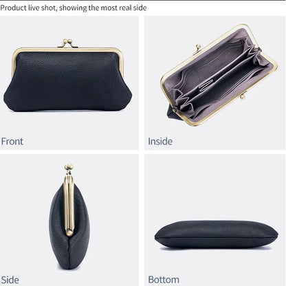 soft genuine cowhide leather wallet black colour