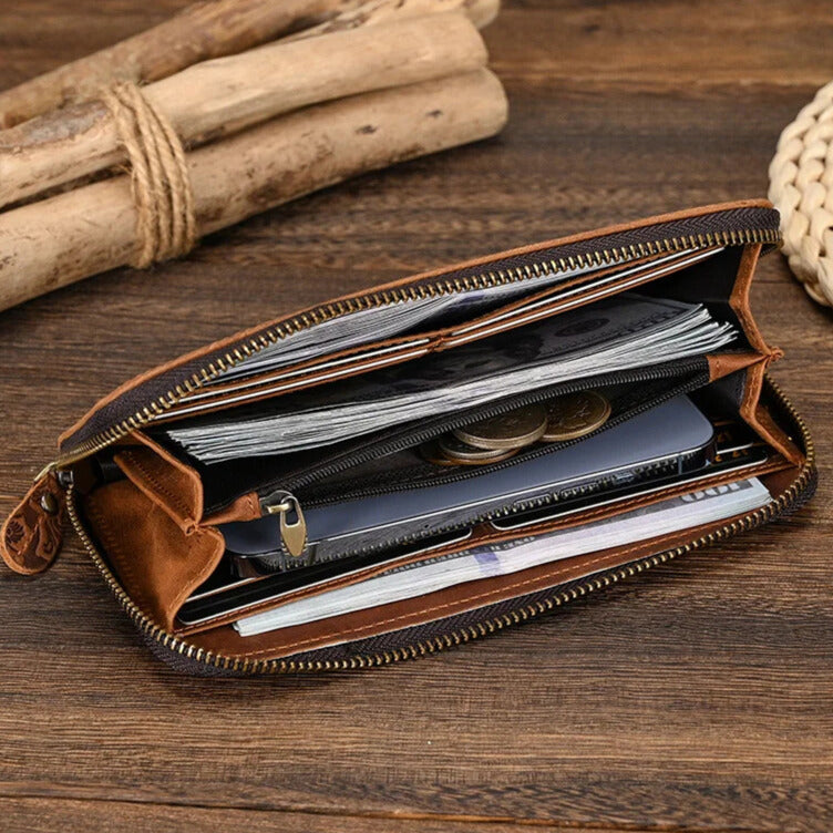 Retro leather organiser wallet Elegantia