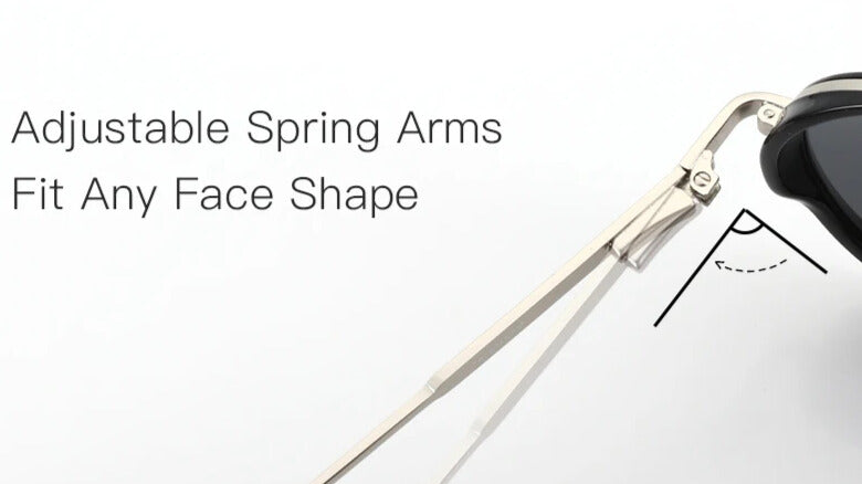 adjustabe spring arms steampunk round polarised sunglasses
