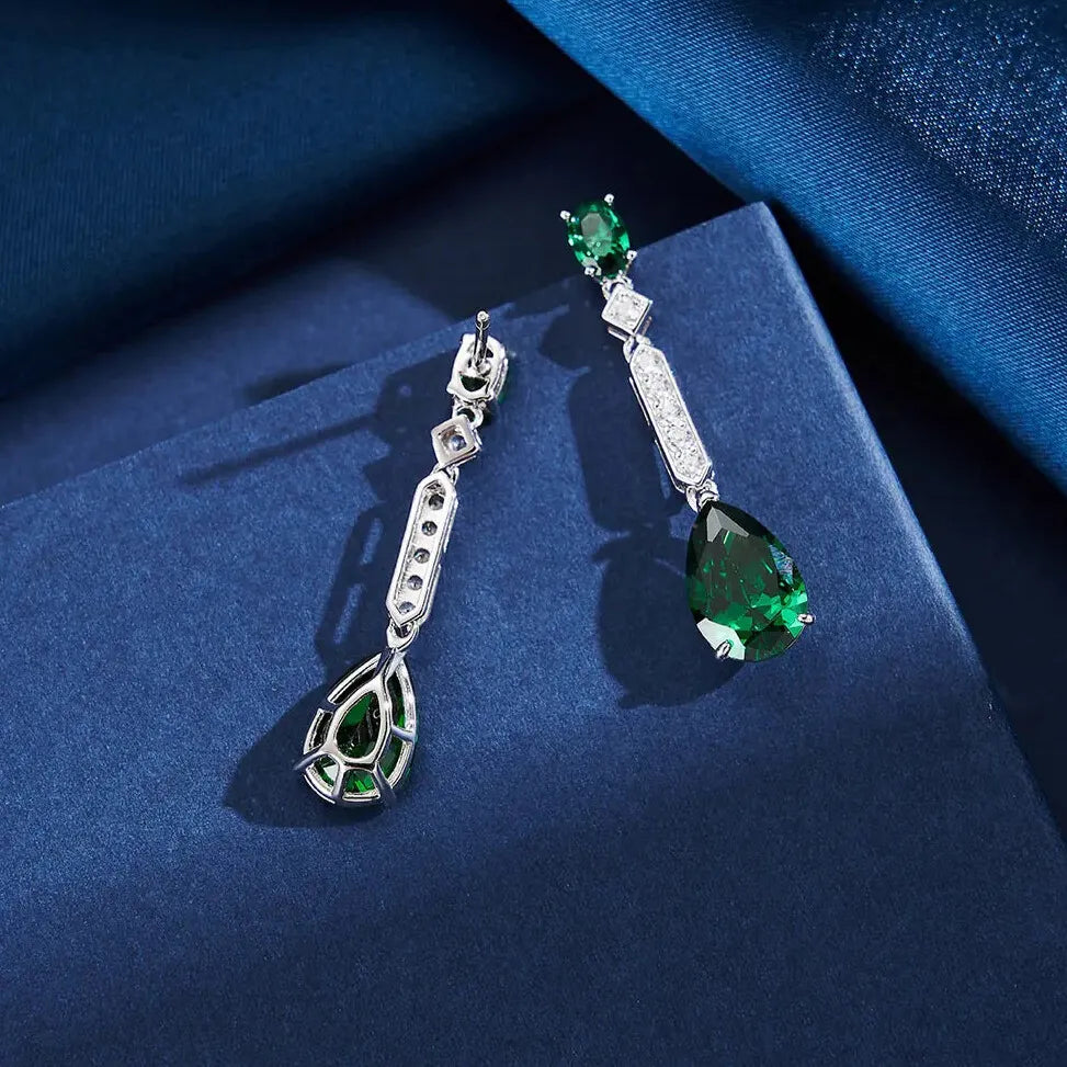 luxury sterling silver emerald earrings uk