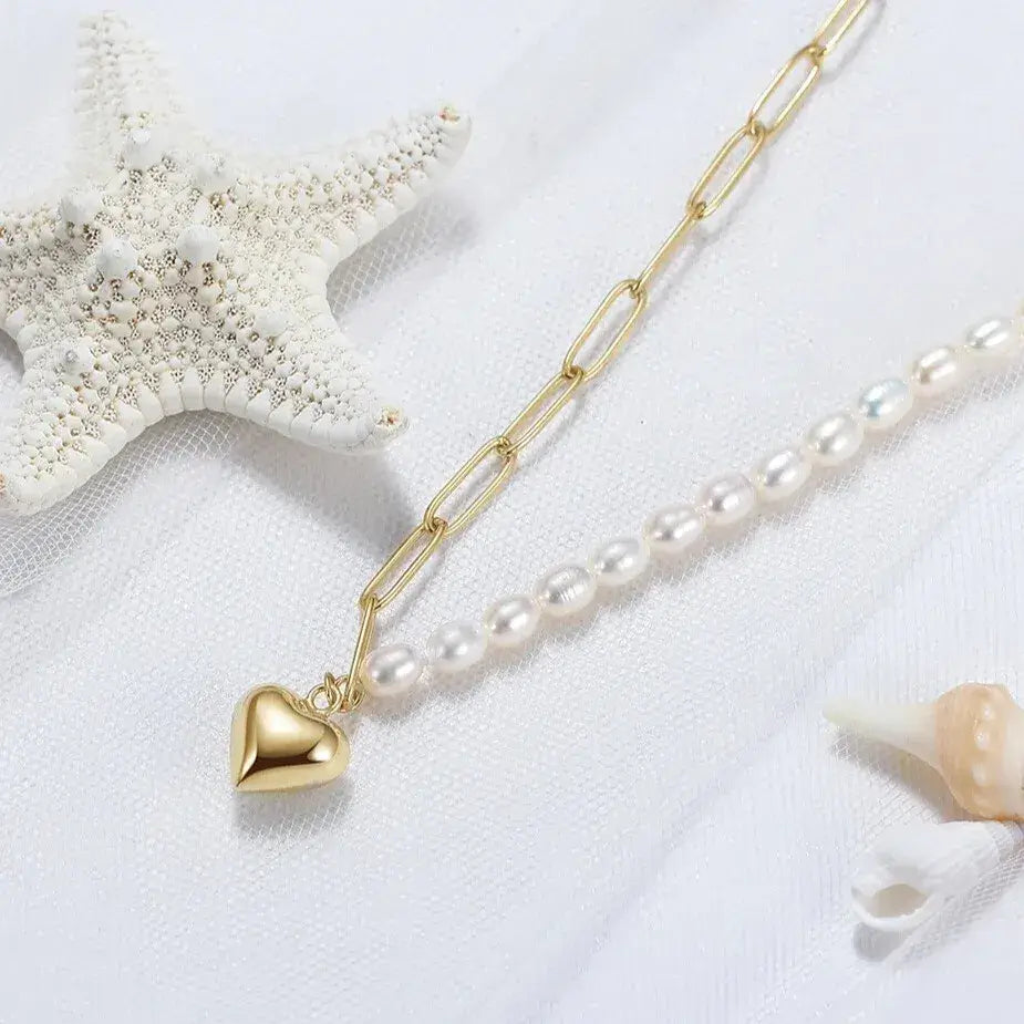 freshwater pearl and gold chain necklace