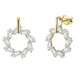 Gold Plated Drop Earrings –  Geometry Design with High-Carbon CZ
