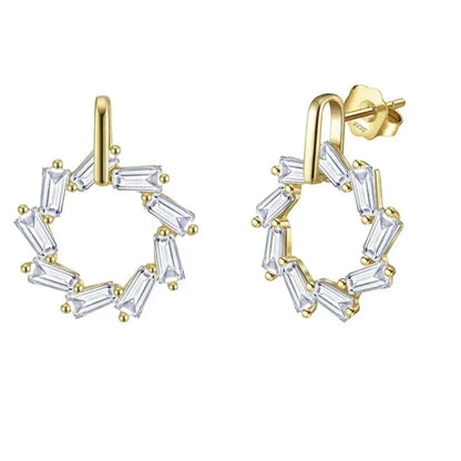 gold-plated round drop earrings close-up