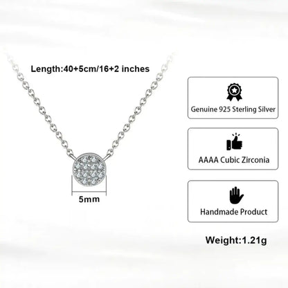 925 sterling silver round pendant necklace detail