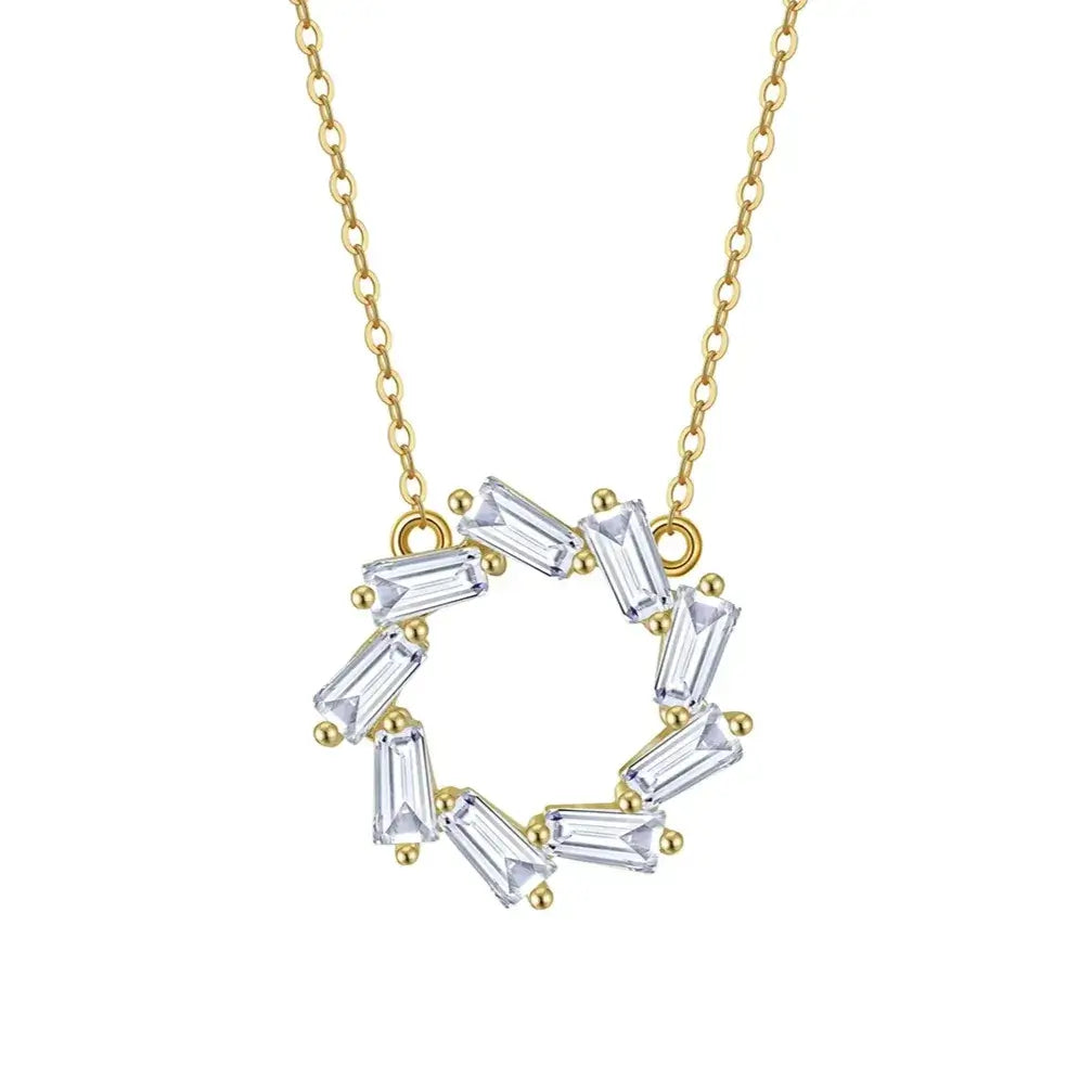 gold-plated round pendant necklace close-up