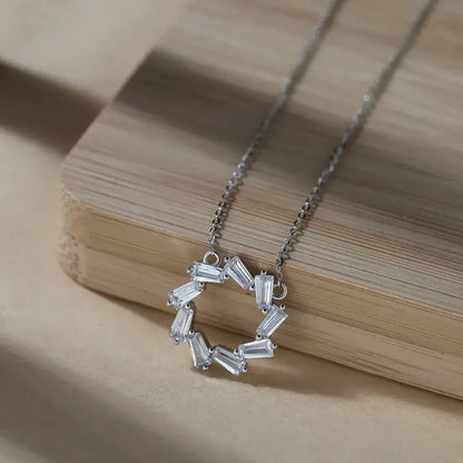 geometric round pendant on sterling silver chain