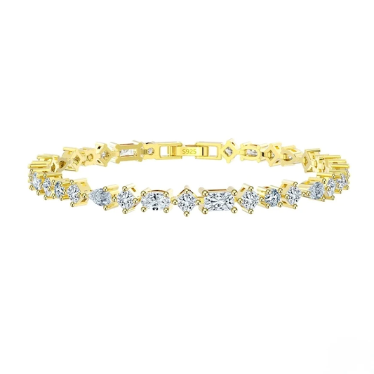 sterling silver gold tennis bracelet zircon stones Elegantia