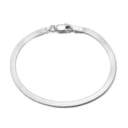 herringbone bracelet in 925 sterling silver with flat polished links
