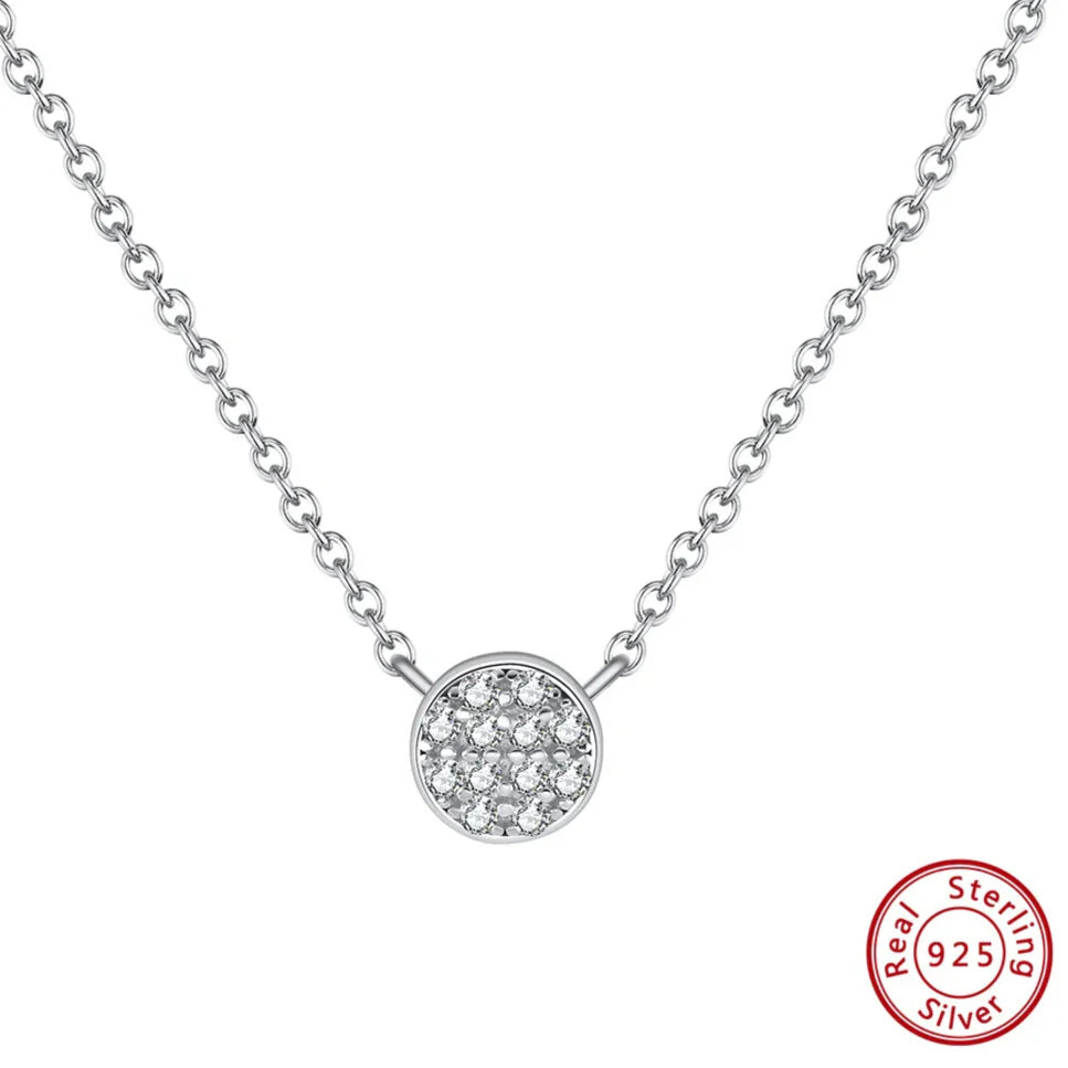 925 real sterling silver round CZ necklace, thoughtful birthday or anniversary gift
