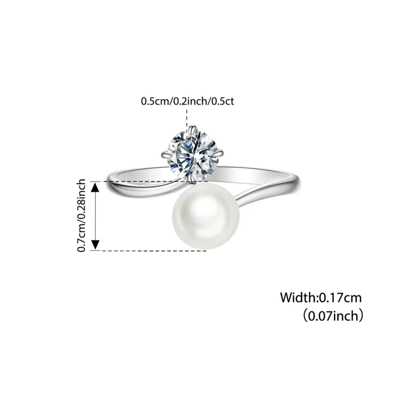 elegant hypoallergenic women’s ring with moissanite and pearl