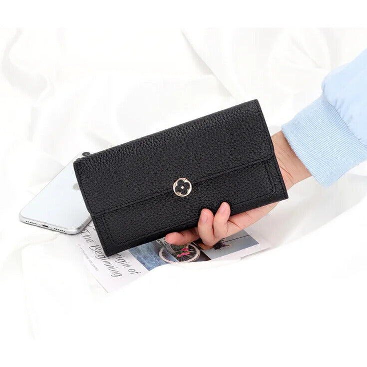 lightweight slim black leather wallet for handbag use elegantia