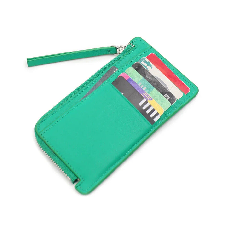 Secure zip leather wallet with card slots
