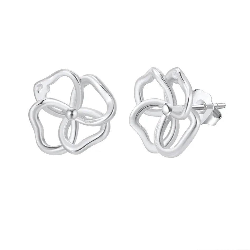 925 sterling silver flower stud earrings