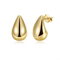 Smooth Teardrop Stud Earrings – 925 Sterling Silver In 14K Gold Plated