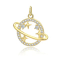 Star & Planet Pendant with Sparkling Cubic Zirconia — 925 Sterling Silver Charm for Necklace