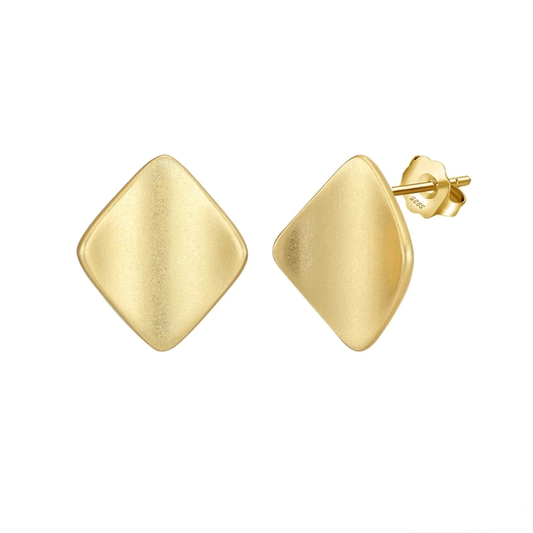 square stud earrings sterling silver gold minimalist elegantia