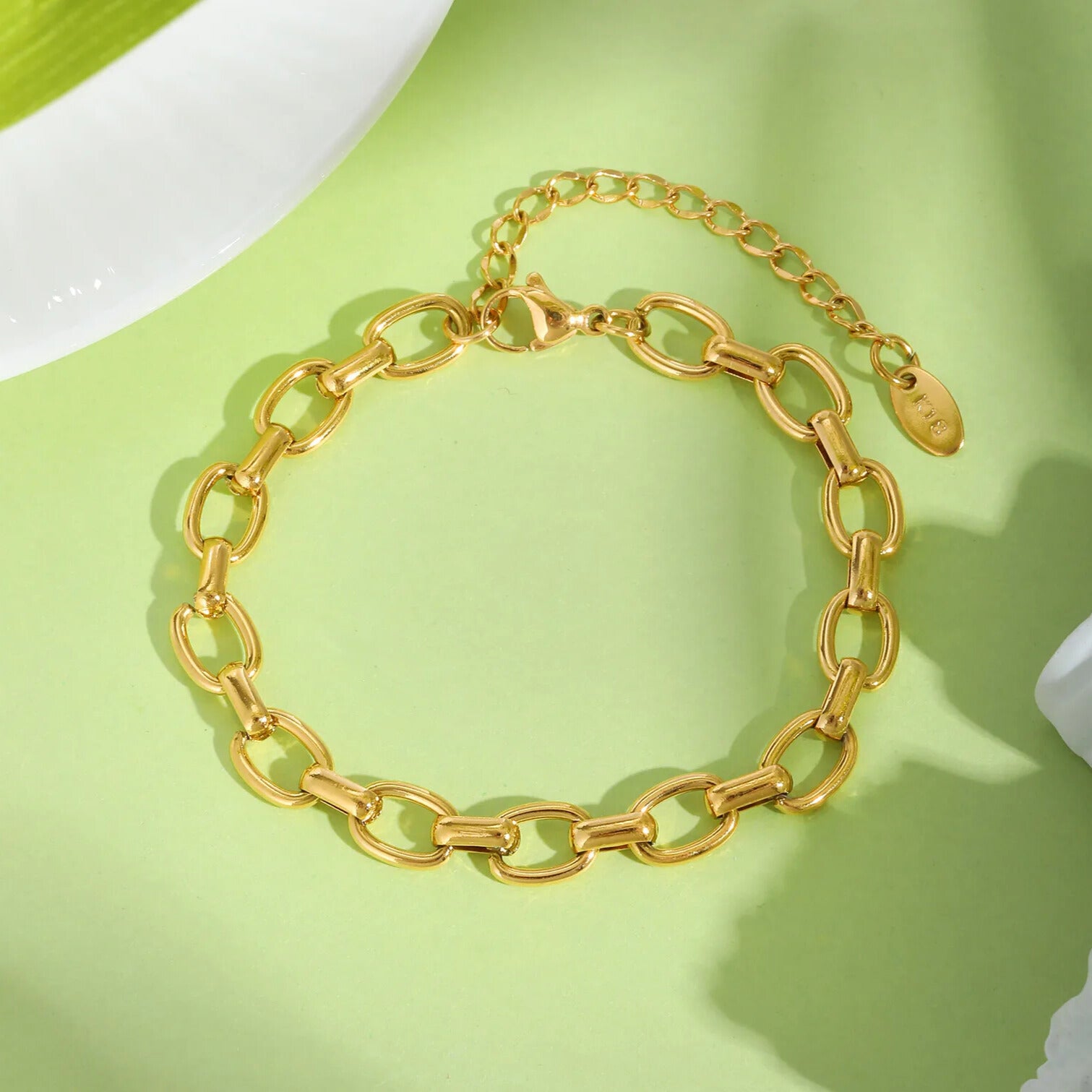 trendy gold link chain bracelet stainless steel modern minimalist design