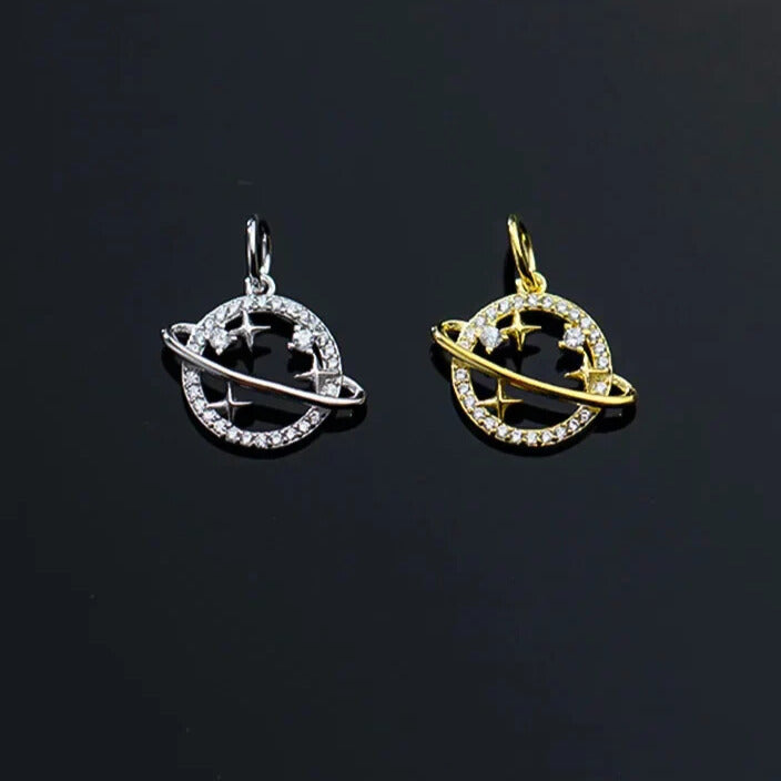 close up of sparkling cubic zirconia star pendant for necklace