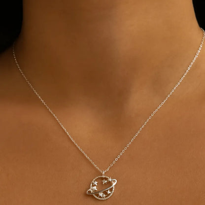 elegantia silver star and planet pendant 925 sterling silver close view