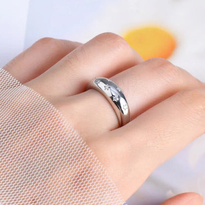 Hypoallergenic sterling silver moissanite ring on hand