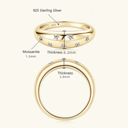 Gold plated chunky moissanite band vvs1