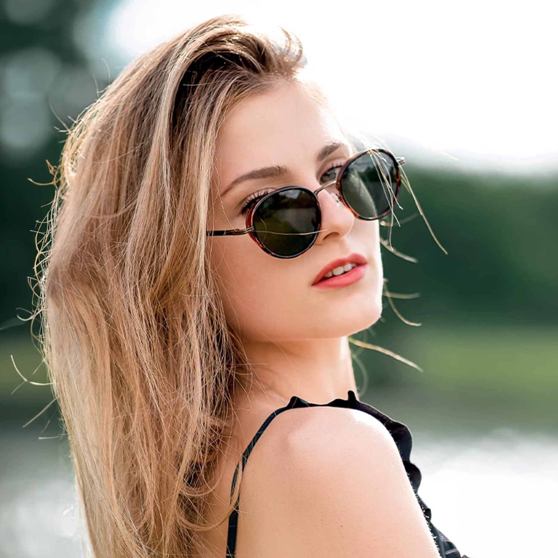 brown retro steampunk sunglasses anti glare driving eyewear
