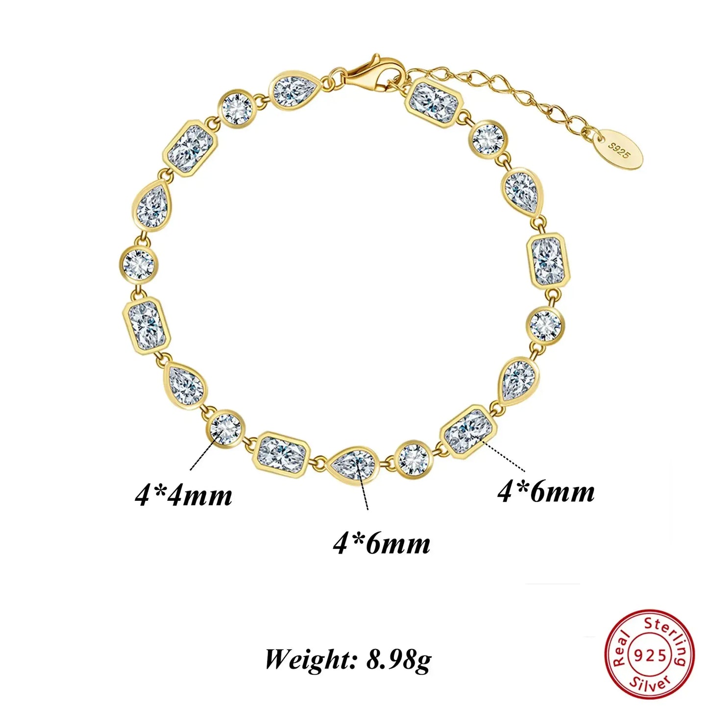 delicate gold tennis bracelet detail shot