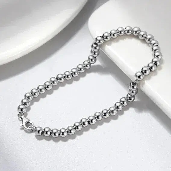 minimalist silver ball bracelet for women
