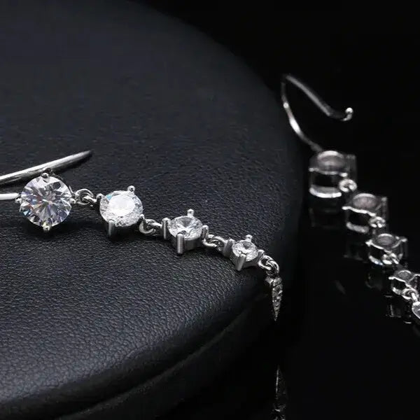 sterling silver crystal earrings for womans back view