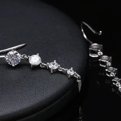 sterling silver crystal earrings for womans back view