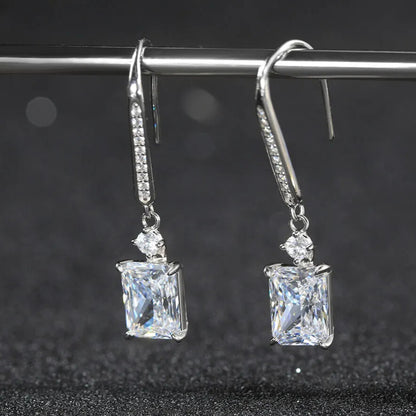 shiny polished sterling silver dangle earrings close up