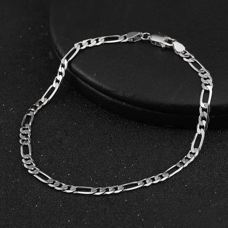925 silver figaro bracelet diamond polish Elegantia