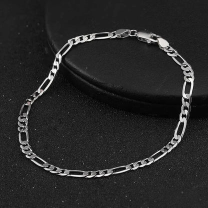 925 silver figaro bracelet diamond polish Elegantia