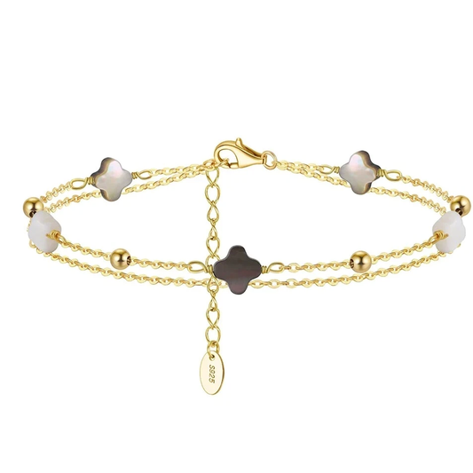 sterling silver four leaf clover bracelet mother of pearl Elegantia