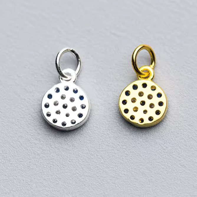 View of the sterling silver-gold plated evil eye pendant